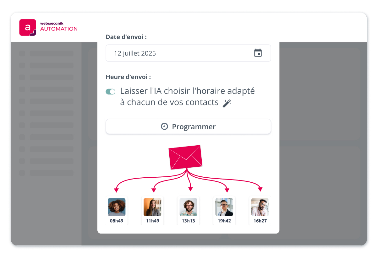 Laisser l'IA choisir l'horaire adapté à chacun de vos contacts