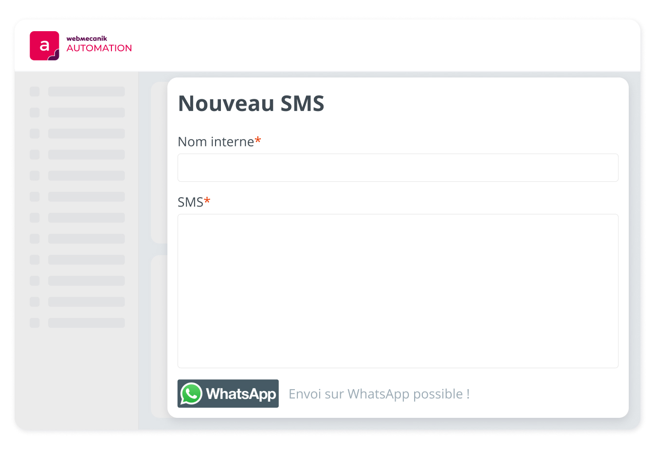 Sms builder Webmecanik